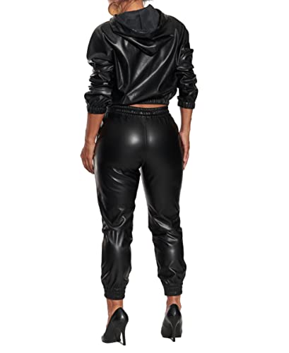 dollhouse womens Black Junior Plus Vegan Leather Jogger2
