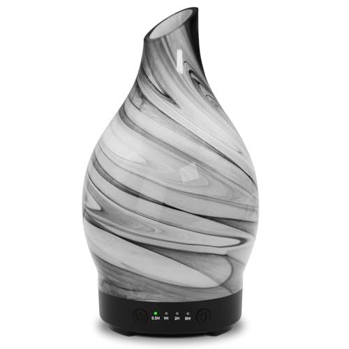 Essential Oil Diffuser 150ML, Glass Aromatherapy Diffuser with 4 Timer Settings & 7 Color Changing Lights, Waterless Auto Shut-Off, Ultra Quiet Oil Di
