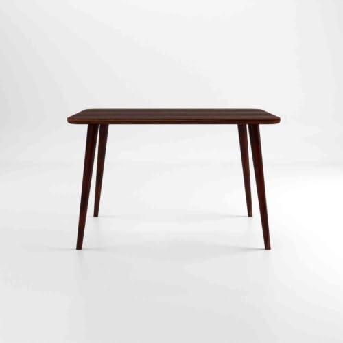 Image of WOODLAB Solid Sheesham Wood 4 Seater Dining Table Set | Wooden Four Seater Dining Table with Cushioned Cane Back Chairs Furniture for Living Room, Home, Hotel and Restaurants - Natural Finish