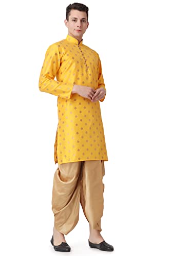 Image of Royal Kurta Men's Silk Blend Printed Kurta Dhoti Set