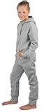 Gennadi Hoppe Kinder Jumpsuit - Jungen, Mädchen Onesie Jogger Einteiler Overall Jogging Anzug Trainingsanzug H8384 h-grau 146-1152