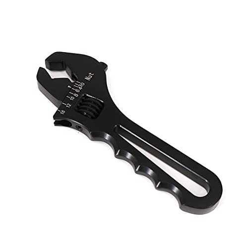 Dokili 3AN-16AN Adjustable Fitting Wrench Lightweight Black Aluminum Tool Spanner for An Hose Fitting Adapters End