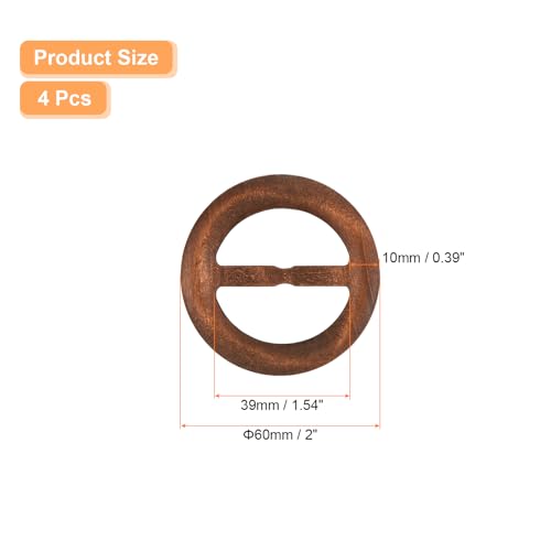Image of uxcell 4 Pcs T-Shirt Clips, 60mm Wood Scarf Ring Clip Round Tie Circle Clip Buckle Fashion Clothes Corner Knotted Button for Women's Silk Clothing Decoration, Brown