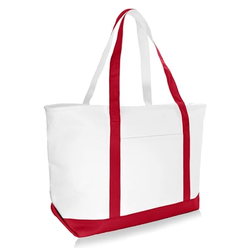 Image of DALIX 23 inch Premium 24 oz. Cotton Canvas Shopping Tote Bag