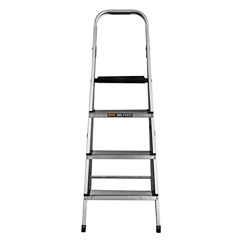 Image of Broad Step Broad Platform Foldable Aluminium Ladder for Home Use (Silver-Black) by Paras Corporation (4 Step)