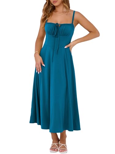 Corset Dress for Women Casual Tea Party Summer Wedding Guest Flowy Midi Sundress