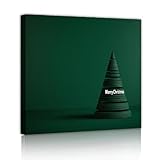 ミニマリストクリスマスツリーウォールアートモダンダークグリーンキャンバスペインティングクリスマスリビングルームアパートメント装飾50x50cmインナーフレームの冬休日の装飾