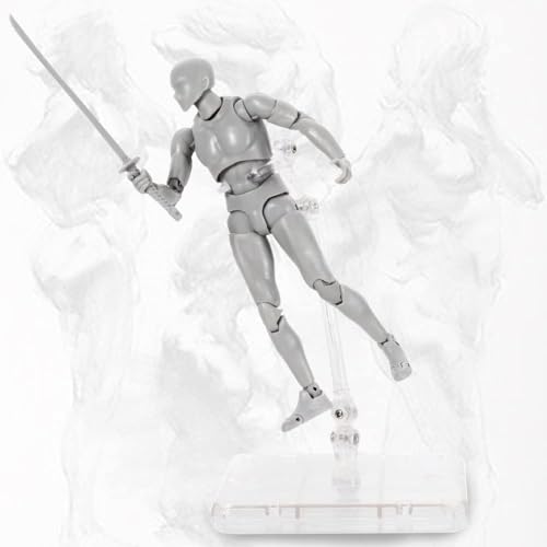 Image of Action Figure PVC Drawing Model, Artists Manikin Action Figure Drawing Model, 3D Mannequin Body Kun Doll, Artists Manikin for Sketching, Painting and Drawing(Grey, Male)