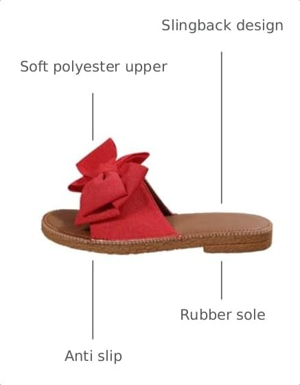 Image of GORGLITTER Women's Bow Flat Sandals Open Toe Slip On Slide Slipper Shoes | Sandals Women Comfortable, Dressy Sandal Women, Y2k Shoes, Dress Slippers for Women, Flats