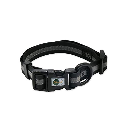 Image of Nimble Reflective Waterproof Dog Collar Adjustable Odor Resistant Easy Clean Pet Collar for Small Medium Large Dogs Night Walking Outdoor Rainy Use (Small (9.45 inch-14.17 inchinches), Black)
