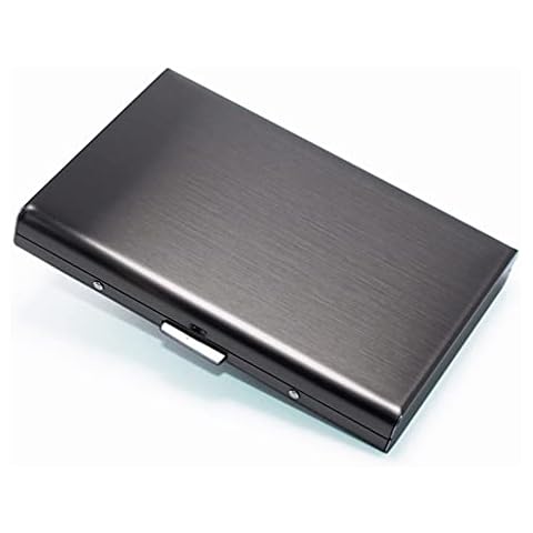 Credit Card Holder Wallet,Ultra Thin Stainless Steel Metal Wallets RFID Blocking ID Card Holder Case Box Pocket Purse for Men Women (Black) Cover