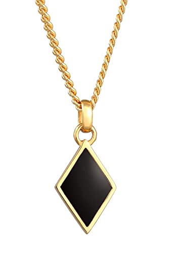 Collier pour homme Kuzzoi en argent plaqué or, l'excellence du design losange en émail