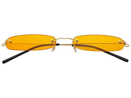 Retro Narrow Small Sunglasses Clear Colored Lens Fashion Rimless Rectangle Sunglasses3