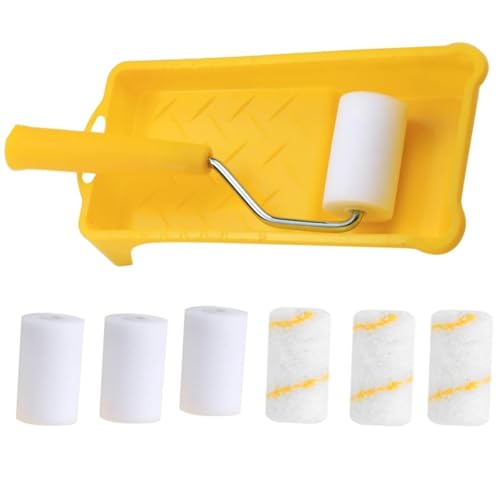 FTXanty Rulli per Verniciare Set Mini Rullo per Pittura in Schiuma Piccolo Rullo di Schiuma 6 * 5cm Copertura del Rullo di Vernice + + Piccolo Vassoio di Vernice Telaio del Rullo di Vernice
