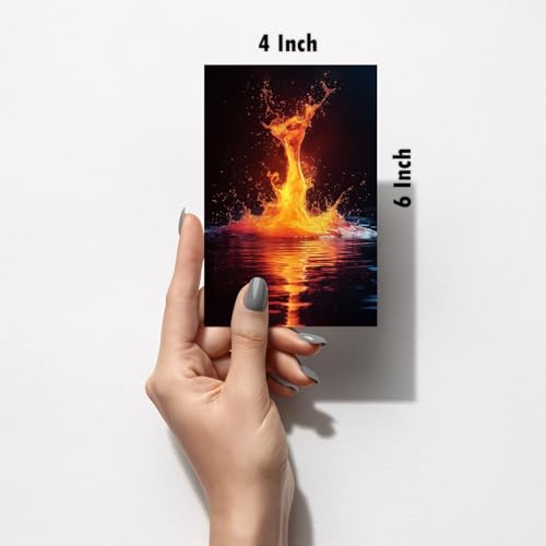 Image of SiddArtify Abstract Fire and Ice Wall Art Poster Print Set - Modern Home Decor for Living Room Office Bedroom - Set of 2-4x6 Inch - Board (Pack of 6) - Sticker (Pack of 6)