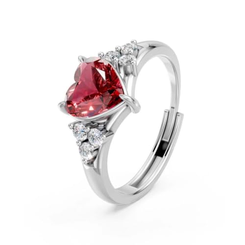 Image of Miss Highness 925 Silver Heart Promise Ring for Women | Stylish Adjustable Design | Trendy Silver Jewellery | With Authenticity Certificate | Gift for Girlfriend Wife | Office Wear Ring
