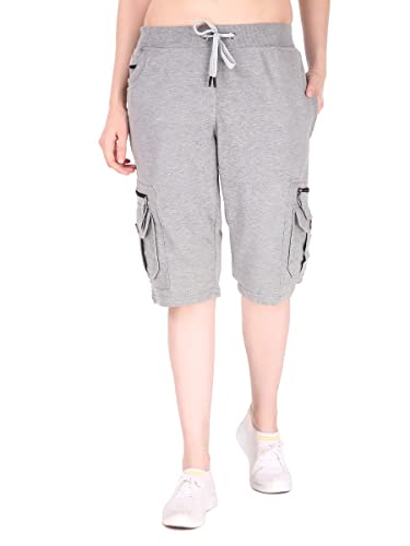 Image of UZARUS Womens Cargo Capri Shorts with 9 Pockets