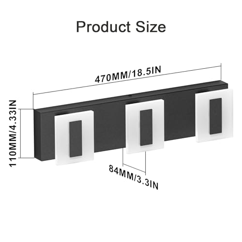 Image of 3 Light Modern Black Bathroom Vanity Light Fixtures Over Mirror Black Vanity Wall Lights