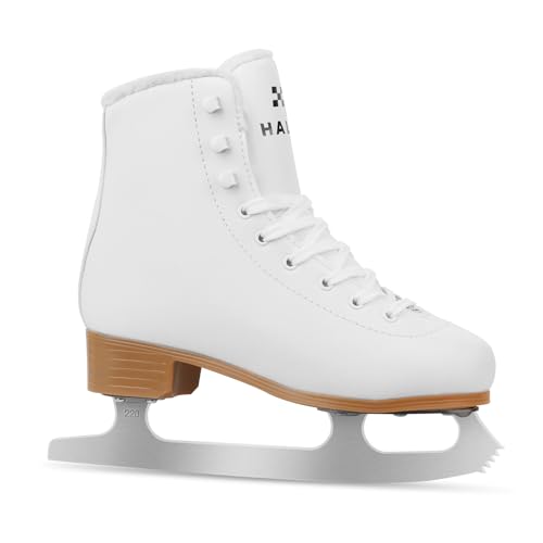 HALOSK Premium Leather Womens/Girls Figure Ice Skates - Memory Foam Collar...