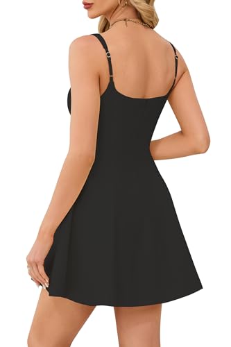 Image of Womens Square Neck Mini Dress Sexy Sleeveless Adjustable Straps Summer Cute A-Line Short Prom Cocktail Party Dresses