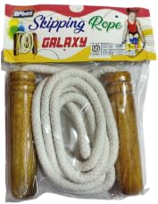 BPINDS Galaxy Skipping Rope with polished wooden handles - white twisted rope - specially for men and women - total length 276 cms --image-28