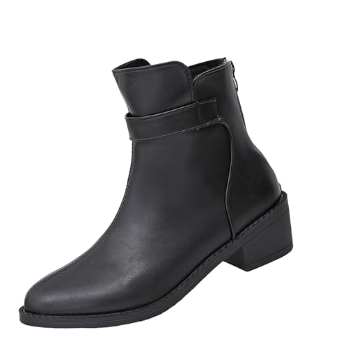 Bottines de motard en cuir femme confortables, bottes de travail à enfiler