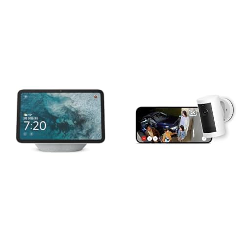 【セット買い】 Amazon Echo Show 8 (エコーショー8) グレーシャーホワイト + Ring Outdoor Cam Plus Battery (リング アウトドアカム プラス バッテリーモデル) - ホワイト