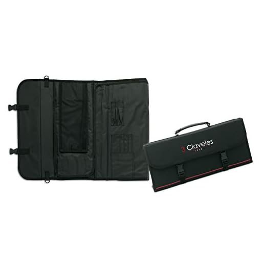 3 Claveles - Estuche Profesional Porta Cuchillos, Lona Rígida Lavable, con Asa para Transportar, hasta 17 Piezas