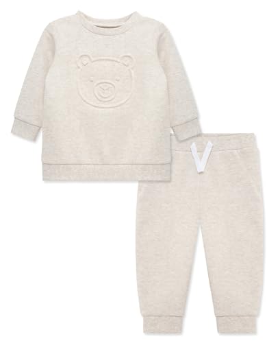 Little Me Simply Essential Solids Organic Cotton Blend Baby Boys' Fleece Sweatshirt and Pant Set, 12 Months to 4 Toddler