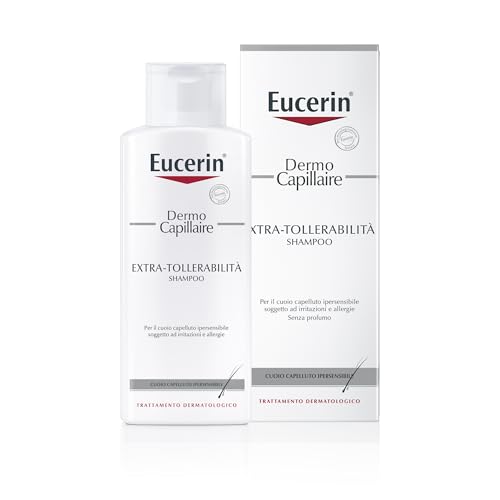 Eucerin DermoCapillaire Shampoo Extra-TollerabilitĂ 250 ml, Shampoo capelli e cuoio capelluto sensibili e irritati, Formula delicata per tutta la famiglia adatta a lavaggi frequenti e senza profumo