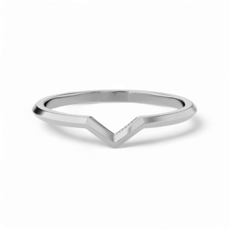Triangle V Shape Wedding Band, Stacking Wedding Band, Gold Plain Wedding Band, Unique Band For Women, Band For Ring, Modern Minimalist Engagement Band4