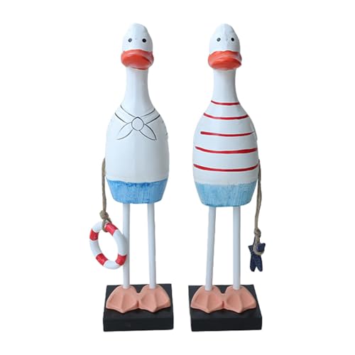 Estatua de madera, Estatua de madera - Figuras decorativas artesanales 2X - Arte de la escultura de animales, acento rústico para el hogar, decoración de figuras de muebles de TV para salones