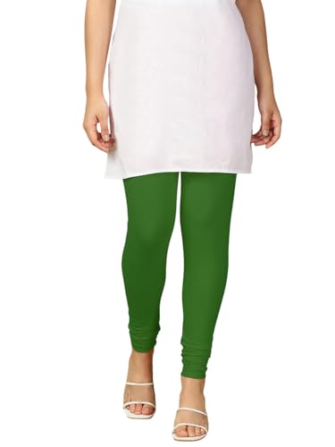 Image of Lux Cozi PYNK Solid Premium Cotton Lycra Churidar Leggings for Women | Regular Fit Elastic Waist Full Length Women Leggings | Free Size