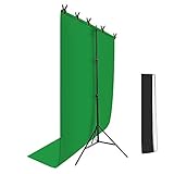 Hemmotop クロマキー グリーンバック 背景スタンド T字型 幅150cmx縦200cm Zoom 撮影用 背景布 スタンド リモート用背景 グリーンスクリーン付き 撮影スタンド 在宅 テレビ会議 テレワーク オンライン飲み会