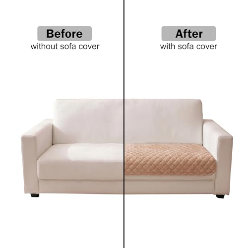 Image of Story@Home Premium Quilted Anti Slip Sofa Cover Mats for L Shape and 1 /2 /3 Seater Sofa. Make Your Own Sofa Cover Set, 70(D) x 180(L) cm - Beige