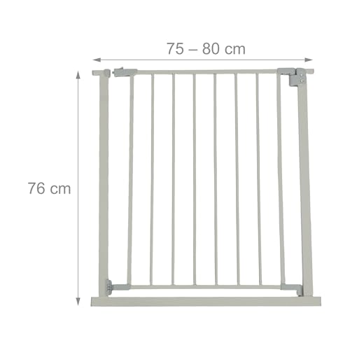 Relaxdays Treppenschutzgitter, 75–80 cm, ohne Bohren, Baby & Kleinkind, Treppe & Tür, Türschutzgitter zum Klemmen, grau