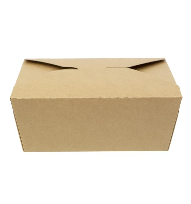 25 Caja Americana Kraft, 17x13,5x6,5 cm, 1300 ml, Resistente y Biodegradable, Comida Rápida y Para Llevar, Ecológica