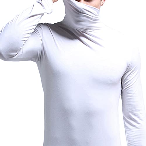 JUSTDOLIFE Hommes Thermal Shirt Turtleneck Épais Élastique Similaire T-Shirt Thermique T-Shirt Athlétique Froid Cover