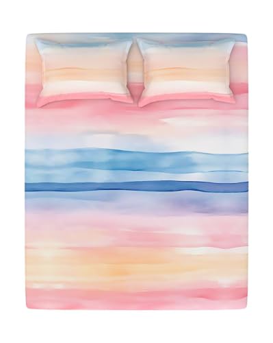 Image of Portico New York Super King Size Flat Bedsheet with 2 Pillow Covers Facets (Multicolor 4)