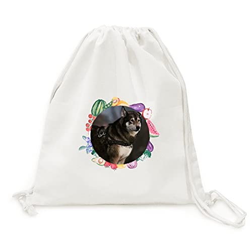 Sac en tissu pliable fruits et légumes avec sangle et motif husky sibérien