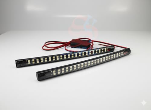 Image of Dual Color Red Blue LED DRL Strip for Car & Bike | Flashing Grill Light | Universal 12V Waterproof Vehicle Decoration Light