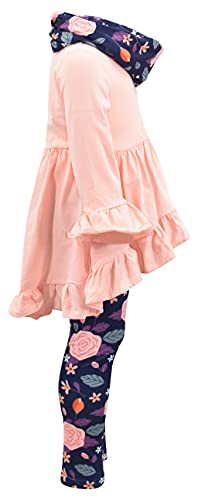 Image of Unique Baby Girls Kids Toddler 3pc Outfit Set Long Sleeve Cotton Blend Tunic Top Leggings and Scarf