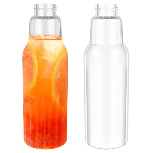 2Pcs 1000ml Clear Glass Bottles,Glass Juice Bottles,Glass Bottles with Lids,Glass Jars with Lids,Glass Water Bottles With Lids,Airtight Glass Jars for Smoothies Milks Pickles Jams