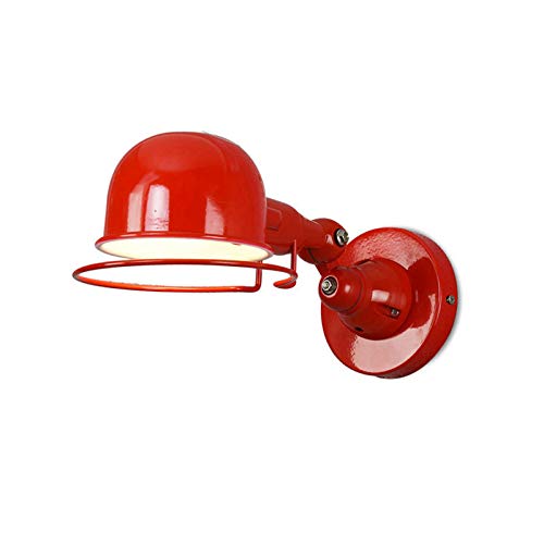 XUMI Applique da Parete Industriale, Lampada da Parete con Manipolatore Telescopico A Doppia Sezione retrò, Illuminazione 360° Multidirezionali Base E14 per Agriturismo, Cucina, Camera da Letto,Rosso