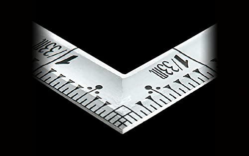 Shinwa Sokutei 10845 Curved Scale, Thin, Square, For Carpentry Use, Back Angle Scale, Silver, 1 Shaku 5 Size