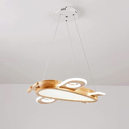 Lustre suspension avion WQHPLMD en bois avec abat-jour acrylique de chambre