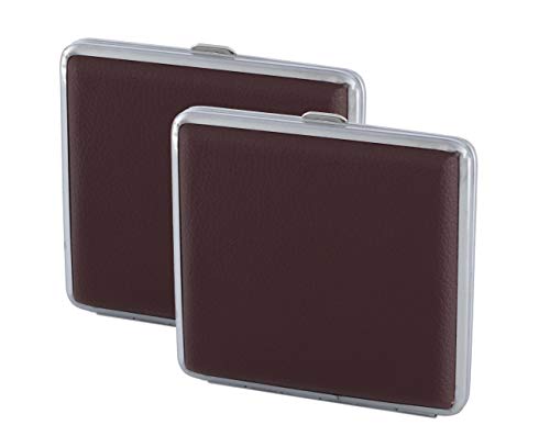 2 x Pitillera de metal ligero con piel sintética, bonita caja de cigarrillos con espacio para 20 cigarrillos Cover