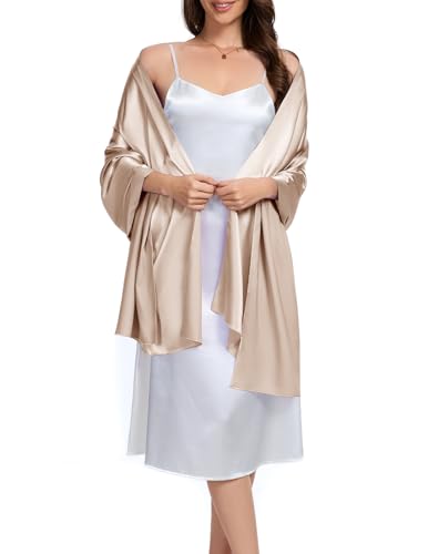 Bbonlinedress Halstuch Damen Seide Party Schal Satin Stola Stolen für Abendkleider elegant Festlich Shawl 195 * 70CM Champagne