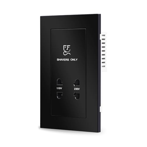 CNBINGO Shaver Socket Bathroom Dual Voltage Shaver Plug Socket Electric Toothbrush Charger Sockets Matt Black