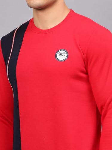 Image of Ben Martin Men's Round Neck Regular Fit Full Sleeve Side Penal Contrast Cotton Polyester Sweatshirt